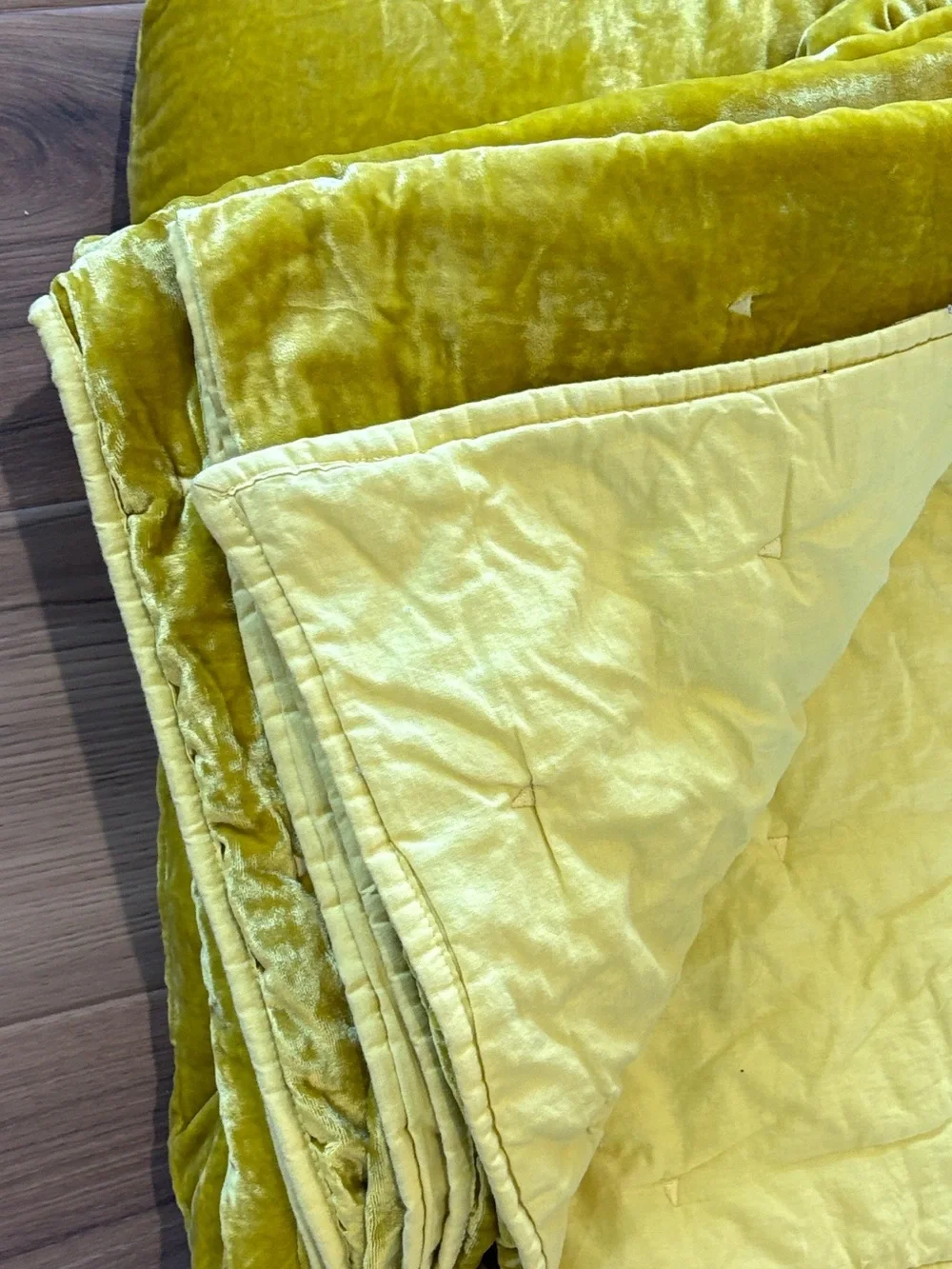 Crate & Barrel Audra Crushed Velvet Twin Comforter Yellow